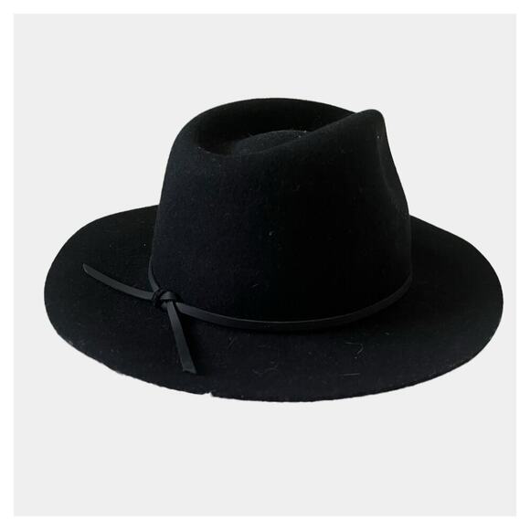 Brixton Wesley Fedora Wool Felt Hat Wide Brim Black Small - Picture 2 of 6